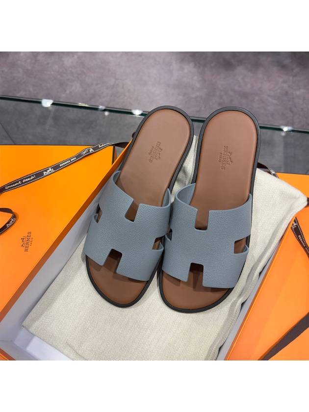 Men's Izmir Sandals Calfskin Absong Blue Brown Twotone - HERMES - BALAAN 7