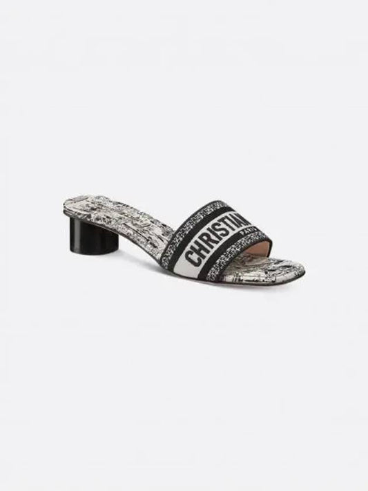 Dway Embroidered Cotton Sandal Heels White - DIOR - BALAAN 2