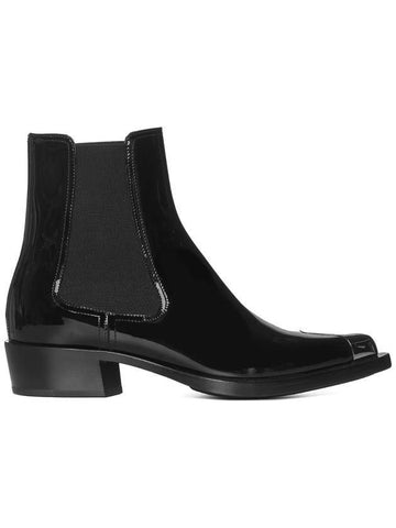 Metal Detail Patterned Leather Chelsea Boots Black - ALEXANDER MCQUEEN - BALAAN 1