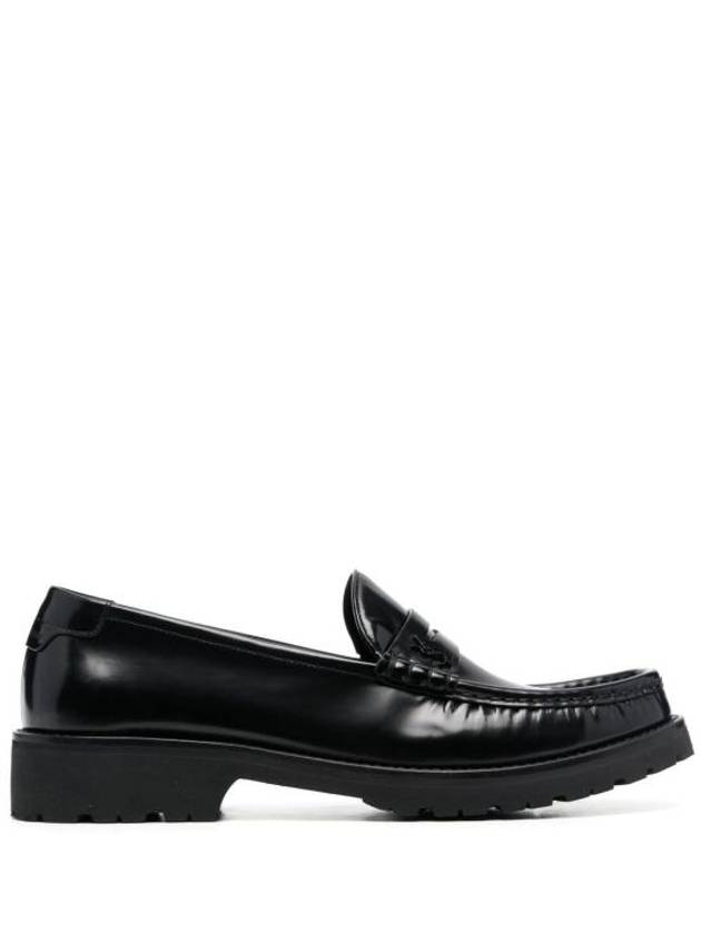 Monogram Leather Loafers Black - SAINT LAURENT - BALAAN 9