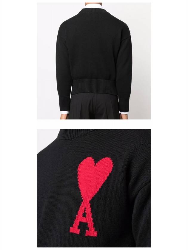 Big Heart Logo Knit Top Black - AMI - BALAAN 7