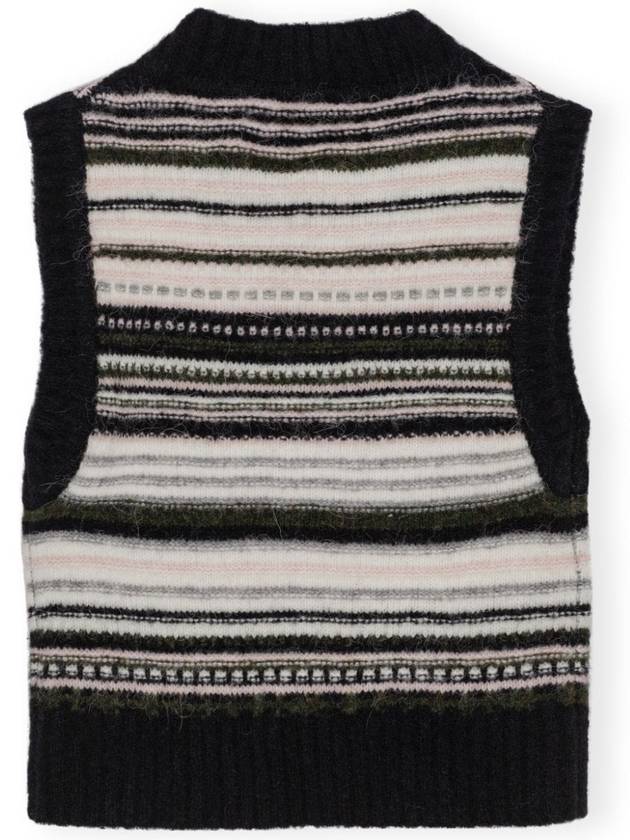 V-Neck Striped Vest Black - GANNI - BALAAN 4