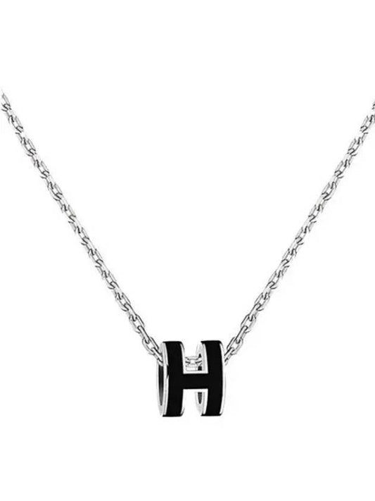 Mini Pop H Pendant Necklace Palladium Noir Silver - HERMES - BALAAN 2