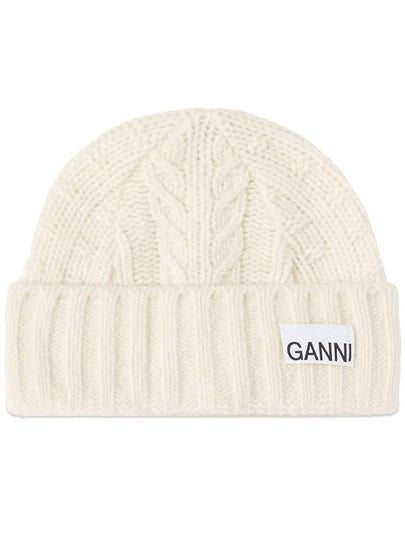 Logo Wool Twist Beanie Women s - GANNI - BALAAN 2