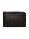 Intrecciato Weaving Zipper Medium Clutch Bag Dark Brown - BOTTEGA VENETA - BALAAN 2