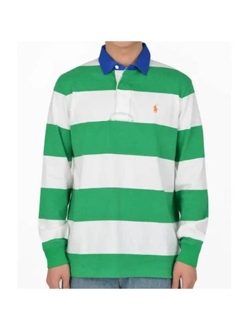 Block Stripe Classic Fit Polo Shirt Green - POLO RALPH LAUREN - BALAAN 1