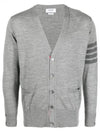 4-Bar Stripe Sustainable Merino Wool Cardigan Grey - THOM BROWNE - BALAAN 2