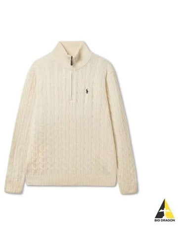 Cable Knit Wool Cashmere Zipper Sweater Ivory - POLO RALPH LAUREN - BALAAN 1