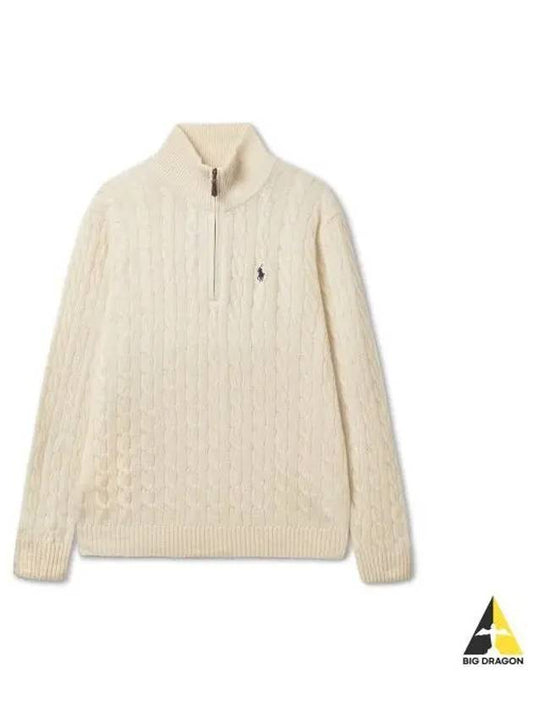 Cable Knit Wool Cashmere Zipper Sweater Ivory - POLO RALPH LAUREN - BALAAN 1