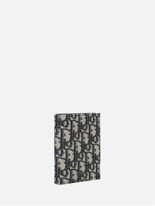 Compact Vertical Oblique Jacquard Canvas Card Wallet Black Beige - DIOR - BALAAN 4