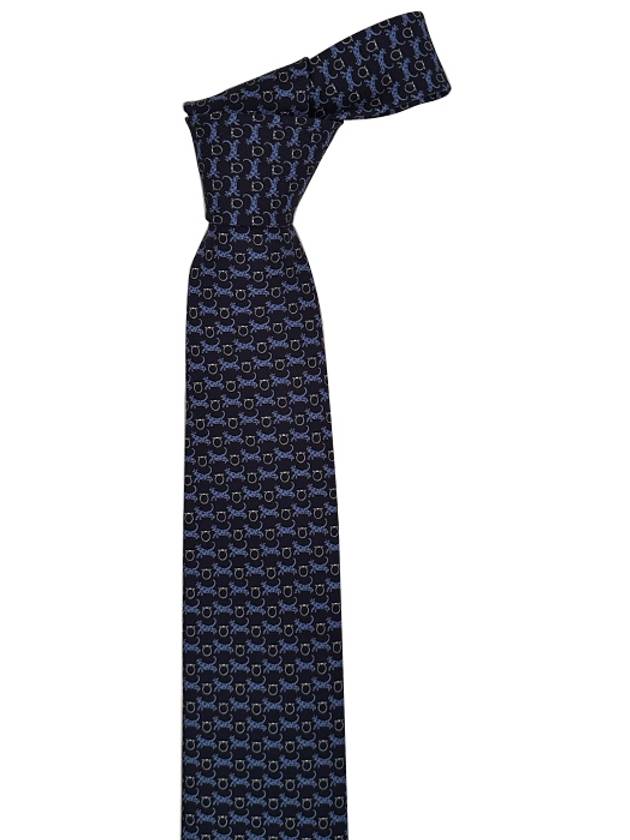 Tiger Print Silk Tie Navy - SALVATORE FERRAGAMO - BALAAN 2