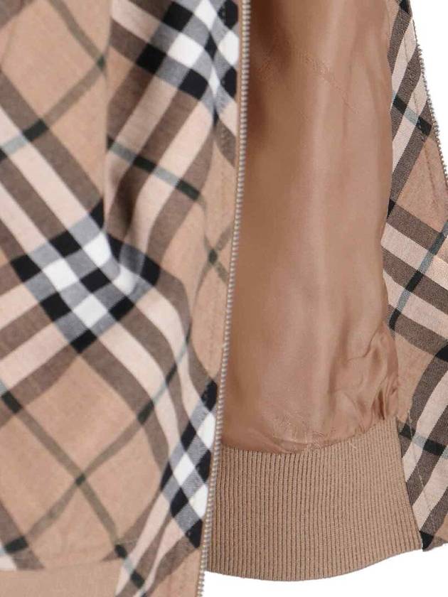 Harrington Check Wool Blend Zip-Up Jacket Brown - BURBERRY - BALAAN 6