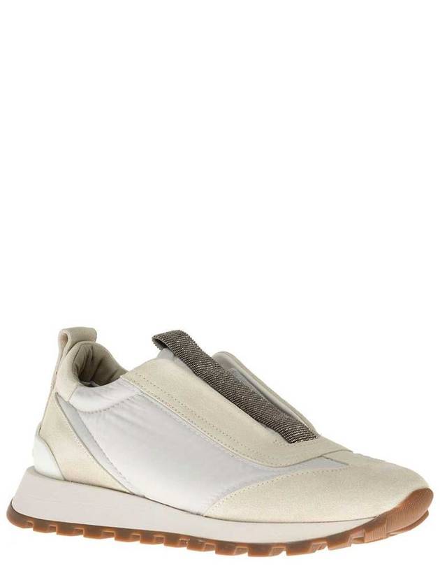 Suede Techno Runner Low Top Sneakers White - BRUNELLO CUCINELLI - BALAAN 3