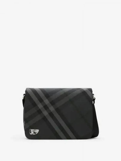 Grid Check Messenger Bag Charcoal - BURBERRY - BALAAN 2