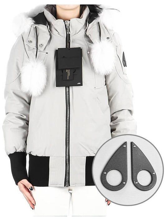 Women's Original Debbie Bomber Jacket White Fox Fur Grey - MOOSE KNUCKLES - BALAAN 2