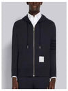 Men's Diagonal Armband Loopback Relaxed Fit Zip Up Hoodie Navy - THOM BROWNE - BALAAN 2