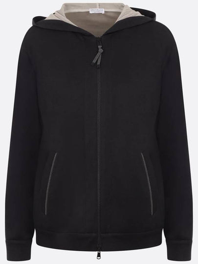 WoMen's Monilli French Terry Zip-Up Hoodie Black - BRUNELLO CUCINELLI - BALAAN 2