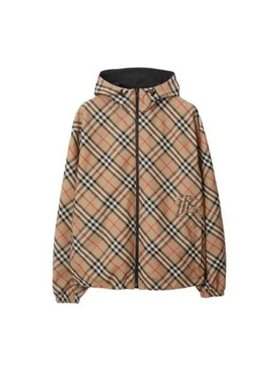 Check Reversible Zip-Up Hoodie Beige - BURBERRY - BALAAN 2