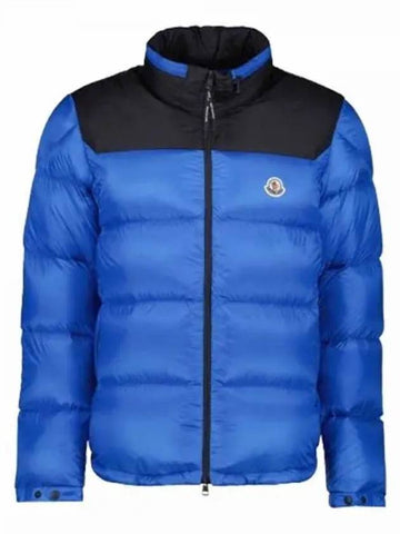 PEUPLIER Poplar logo patch mock neck two tone short down jacket blue black men s padding 233335 - MONCLER - BALAAN 1