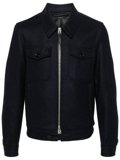 Light Melton Officer Zip Up Jacket Navy - TOM FORD - BALAAN 2