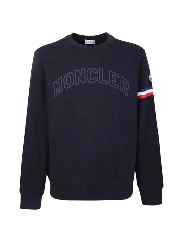 Logo Crew Neck Cotton Mat-to-Man Navy - MONCLER - BALAAN 1