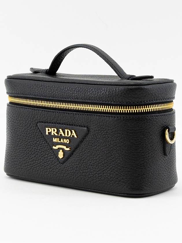 Logo Decorated Leather Mini Bag Black - PRADA - BALAAN 3