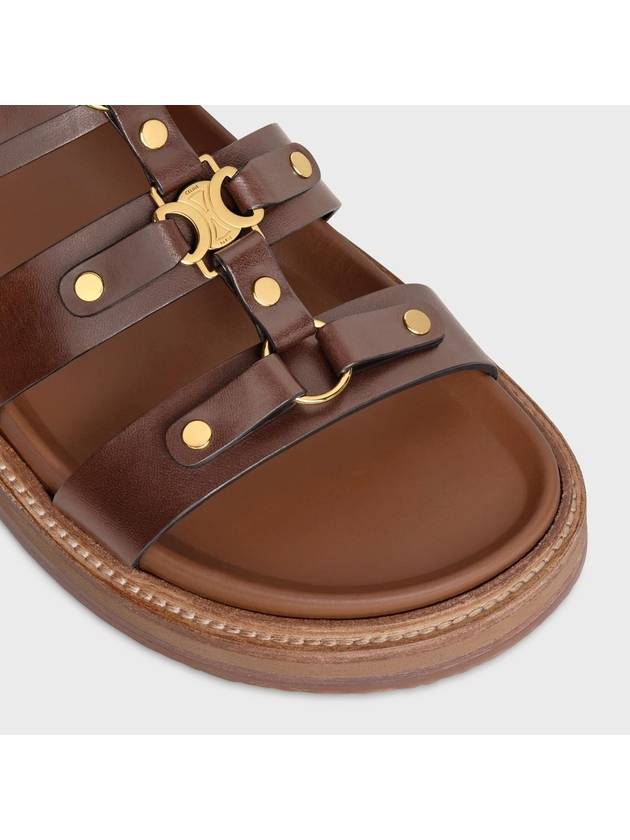 Tippi Slide Vegetal Tanned Calfskin Sandals Dark Brown - CELINE - BALAAN 5