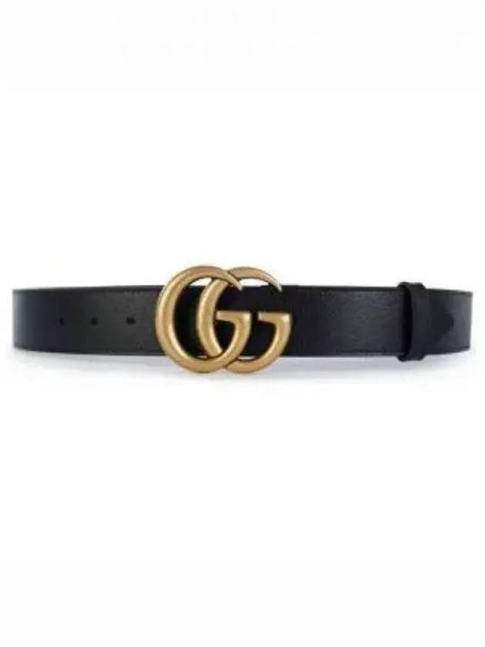 GG Marmont Double G Buckle Wide Leather Belt Black - GUCCI - BALAAN 2