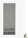 Fringes And Logo Muffler Grey - GANNI - BALAAN 2