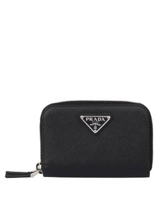 triangle logo saffiano strap card wallet black - PRADA - BALAAN 2