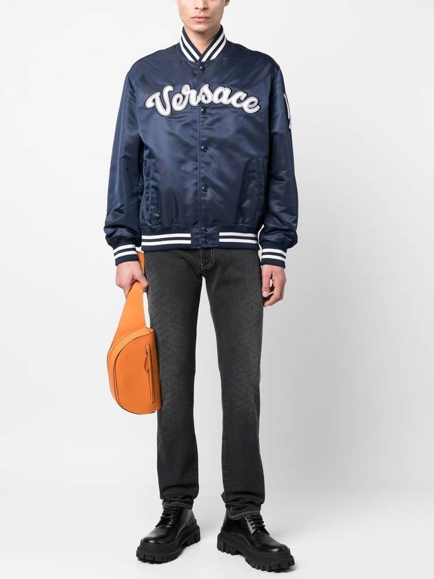 Varsity Nylon Bomber Jacket Navy - VERSACE - BALAAN 3