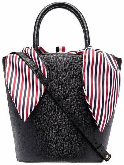 Pebble Grain Leather Bucket Bag Black - THOM BROWNE - BALAAN 2