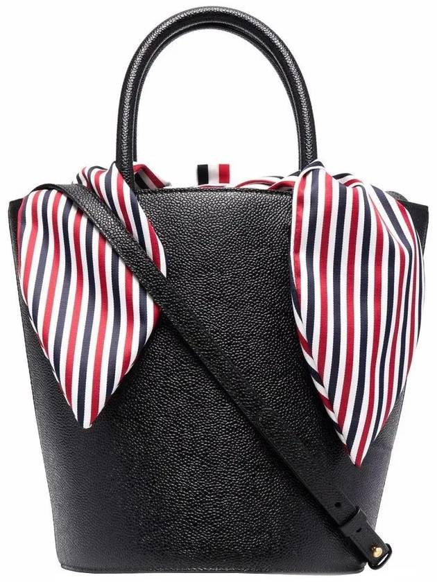 Pebble Grain Leather Bucket Bag Black - THOM BROWNE - BALAAN 3