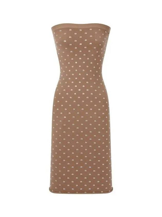 Cubic logo pattern tube top dress dark beige 270162 - ALEXANDER WANG - BALAAN 1