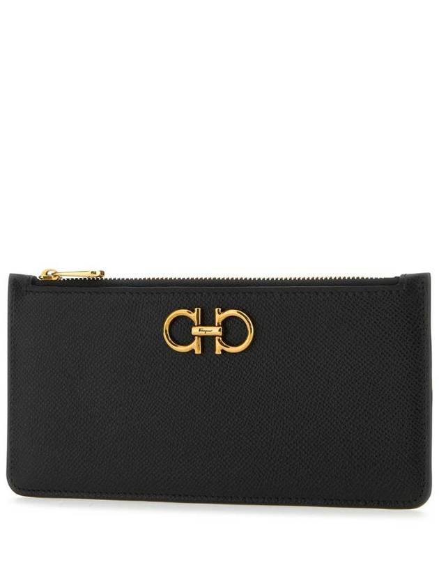 Gancini Calfskin Card Wallet Black - SALVATORE FERRAGAMO - BALAAN 3