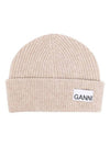 Women's Logo Wool Beanie Sand Beige - GANNI - BALAAN 2