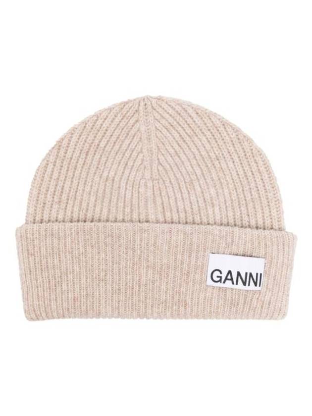 Women's Logo Wool Beanie Sand Beige - GANNI - BALAAN 2