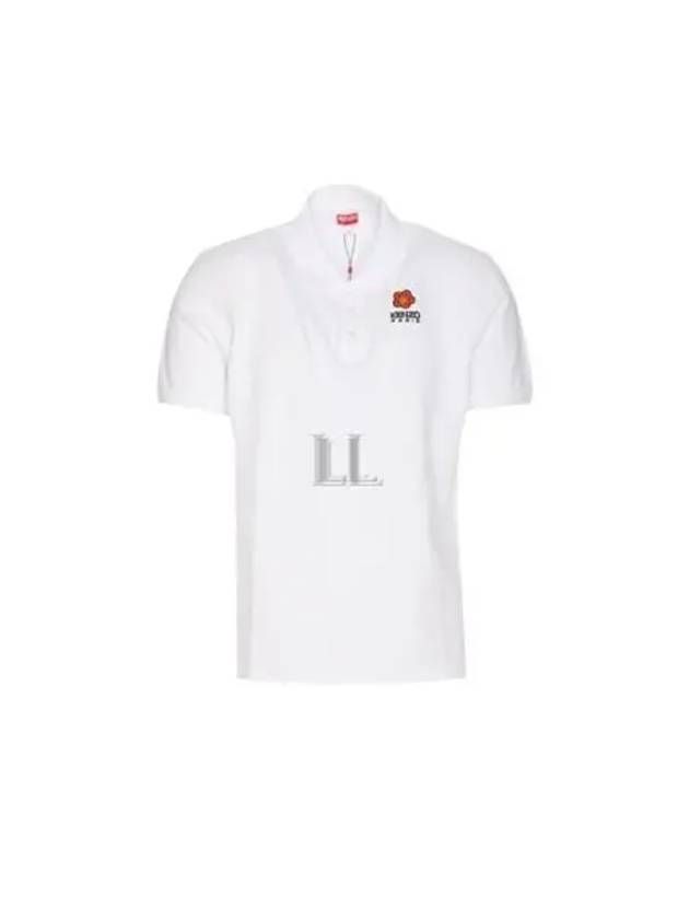 Boke Flower Embroidery Cotton Polo Shirt White - KENZO - BALAAN 2