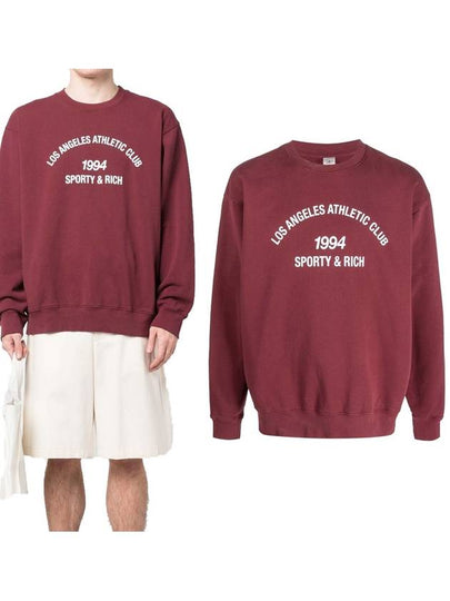 Club Crew Neck Cotton Sweatshirt Burgundy - SPORTY & RICH - BALAAN 2