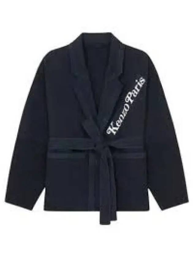 Cropped Boxy Workwear Belt Cotton Jacket Navy - KENZO - BALAAN 2