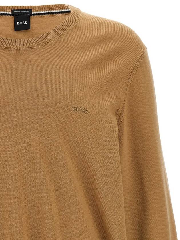 Men's Embroidered Logo Knit Top Beige - HUGO BOSS - BALAAN 4