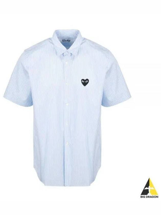 24 AZ B022 051 1 P1B022 AX Black Heart Waffen Short Sleeve Shirt - COMME DES GARCONS - BALAAN 1