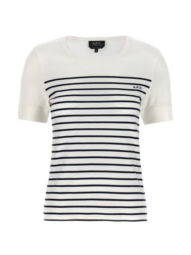 Logo Print Stripe Short Sleeve T-Shirt White - A.P.C. - BALAAN 1