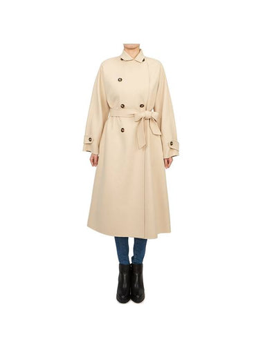 Affetto Belt Virgin Wool Double Coat Beige - MAX MARA - BALAAN 1