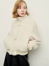 Women's Shearling Fur Blouson Jumper Jacket Ivory - PRETONE - BALAAN 1