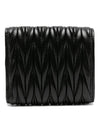 Matelasse Logo Nappa Leather Half Wallet Black - MIU MIU - BALAAN 3