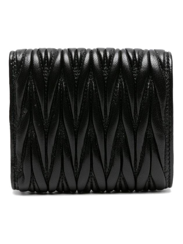 Matelasse Logo Nappa Leather Half Wallet Black - MIU MIU - BALAAN 3