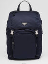 Re-Nylon Saffiano Leather Backpack Navy - PRADA - BALAAN 2