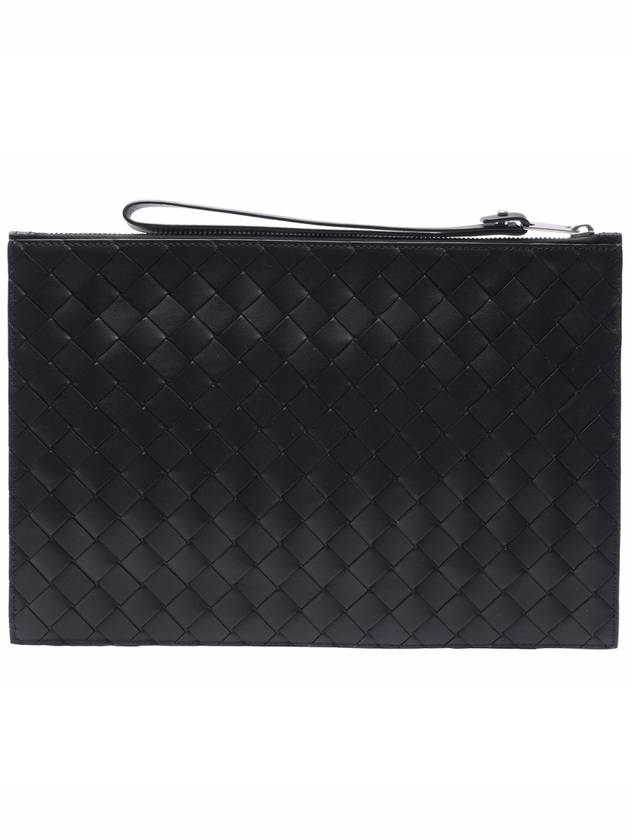 Intrecciato Strap Large Clutch Bag Black - BOTTEGA VENETA - BALAAN 5