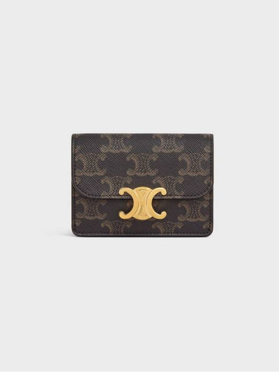 Triomphe Canvas Flap Card Holder Tan Brown - CELINE - BALAAN 2